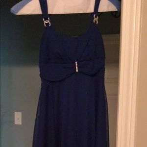 girls sz M Sequined Royal blue Chiffon dress